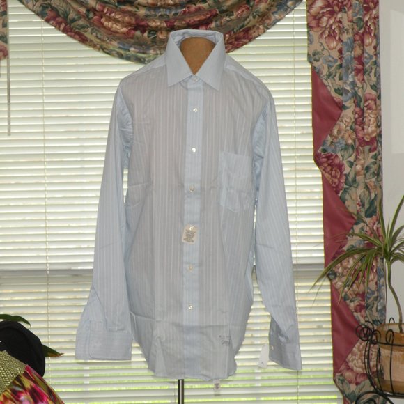 NWT $98 Light Blue Striped Dress Shirt MAYER by GITMAN BROS. 16 /… - Picture 6 of 6